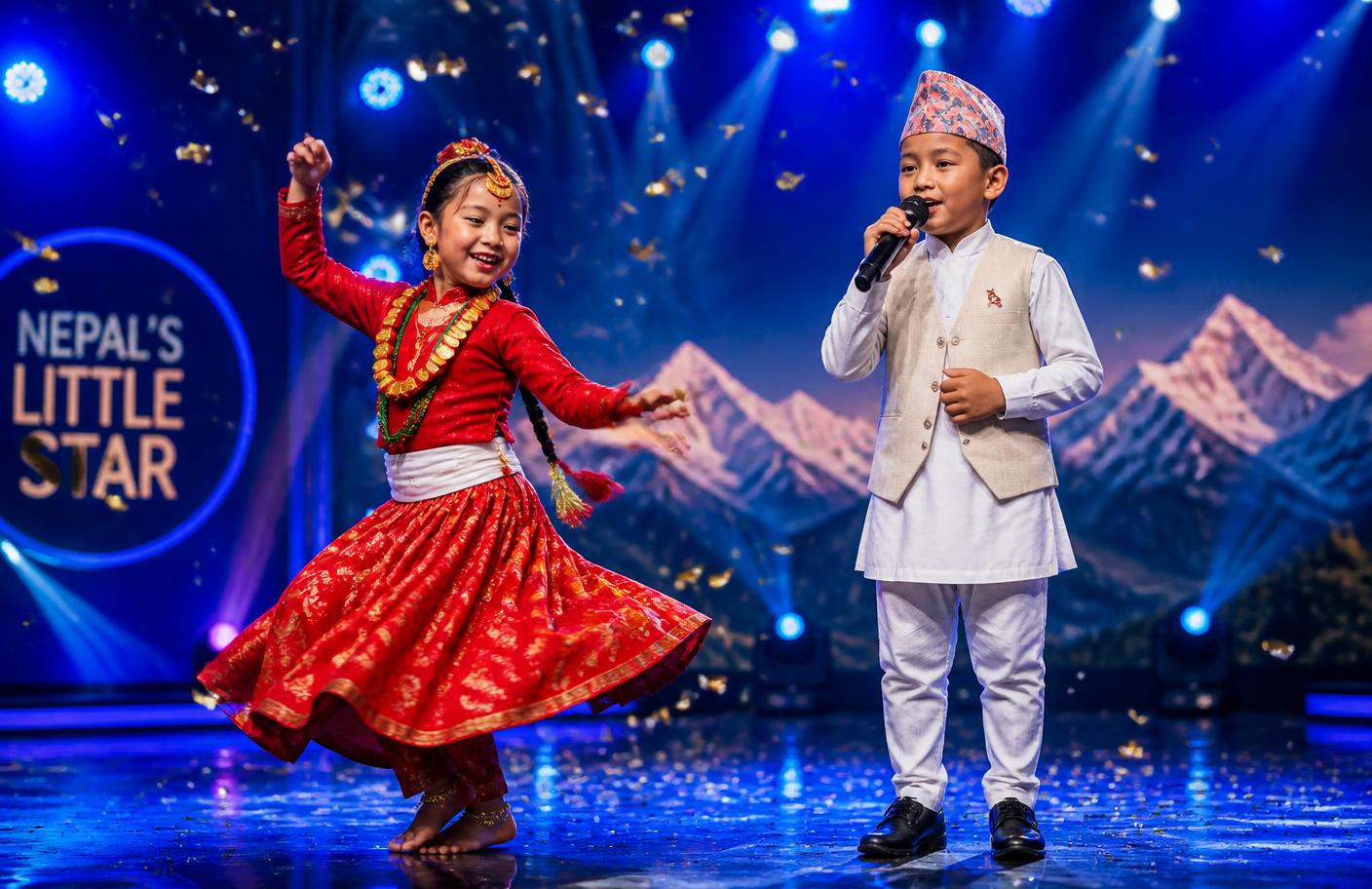 Two children performing together at the finale